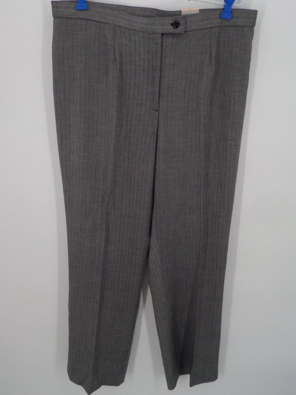 Worthington Stretch Women's Fall Herringbone Print Gray Dress Pants SZ 14W NWT